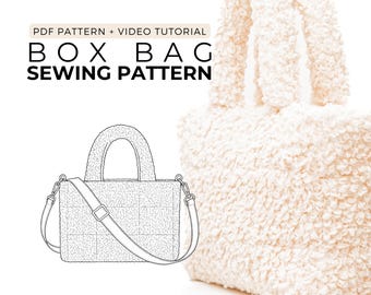 Quilted Box Bag Sewing Pattern, Beginner Handbag Tutorial (PDF Download)