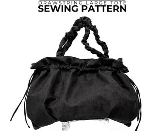 Slouchy Drawstring Hobo Bag Sewing Pattern: PDF with Handles & Crossbody Strap (A4/A0/Letter)