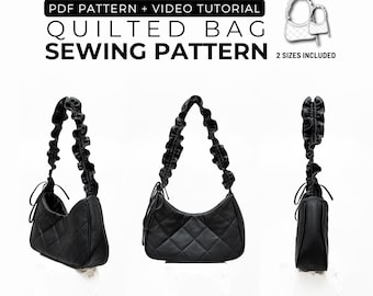 Quilted Shoulder Bag Sewing Pattern, Mini Medium Crossbody (PDF Download)