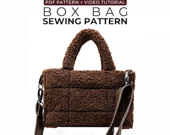 Box Bag Sewing Pattern PDF – Quilted Shoulder Tote + Video Tutorial