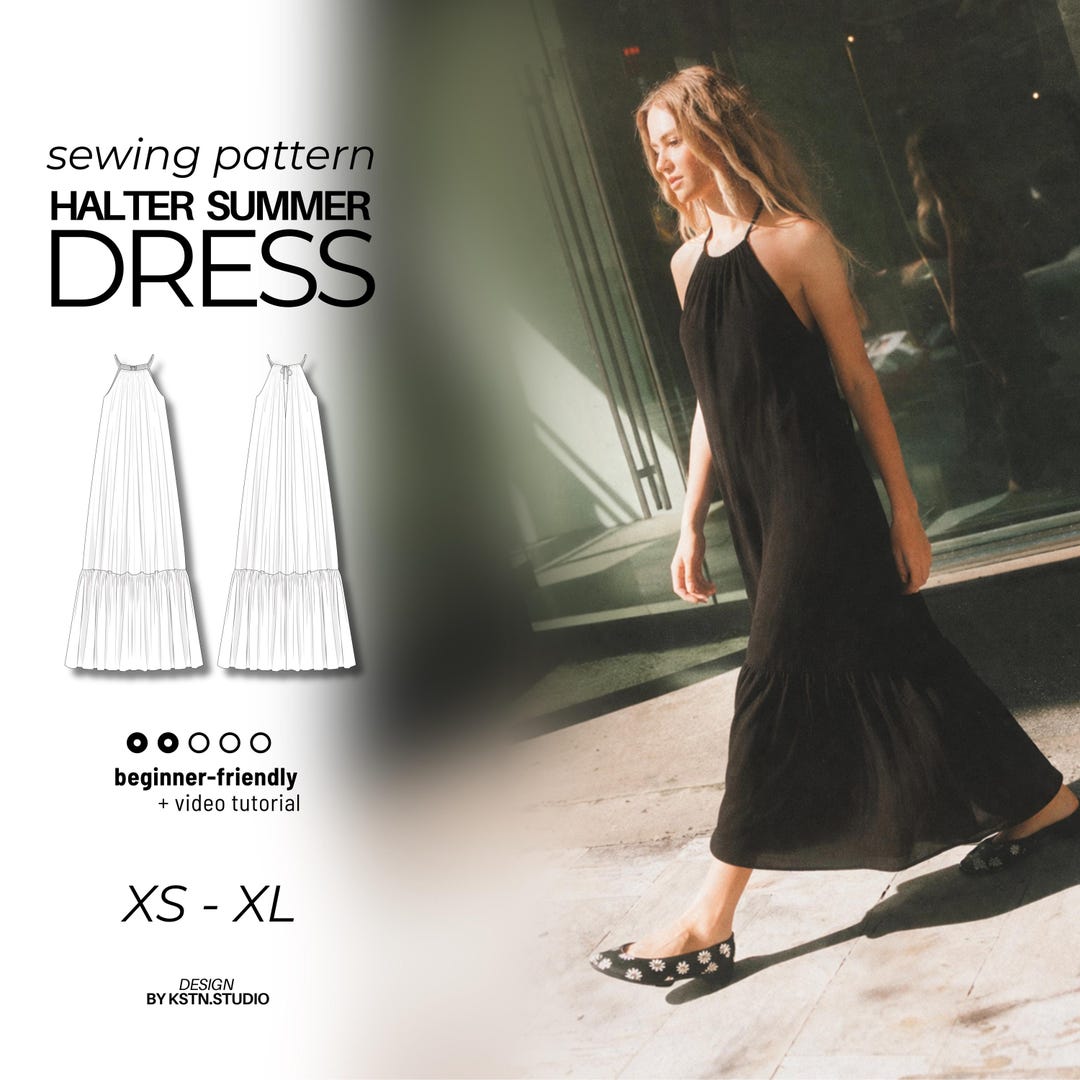 Halter Maxi Dress Sewing Pattern PDF | Boho Linen Summer Style | DIY ...