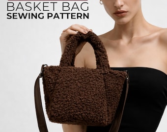 Basket Tote Sewing Pattern PDF, Quilted Puffy Handbag, DIY Shoulder Purse