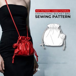 Wzór na torbę wiaderkową ze ściągaczem: Przyjazny dla początkujących samouczek wideo w formacie PDF (formaty A0, A4 i US Letter)
