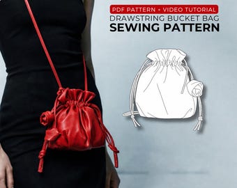 Drawstring Bucket Bag Sewing Pattern: Beginner-Friendly PDF (A0, A4 & US Letter) Video Tutorial