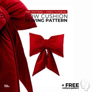 Bow Pillow Sewing Pattern PDF, Christmas Bow Cushion, Video Tutorial