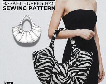 Quilted Puffer Bag Sewing Pattern, Hobo Shoulder Tote Tutorial (PDF Download)