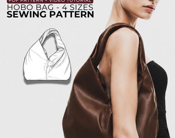 Hobo Bag Sewing Pattern PDF: 4 Sizes, Lined Tote (Video Tutorial)