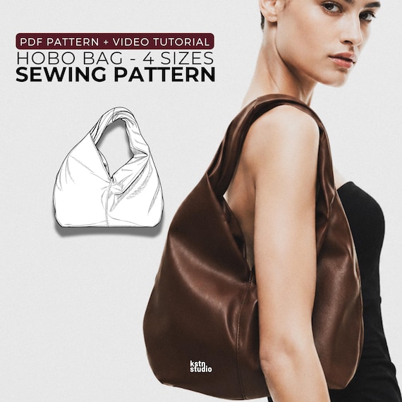 Hobo Bag Sewing Pattern PDF: 4 Sizes, Lined Tote (Video Tutorial)