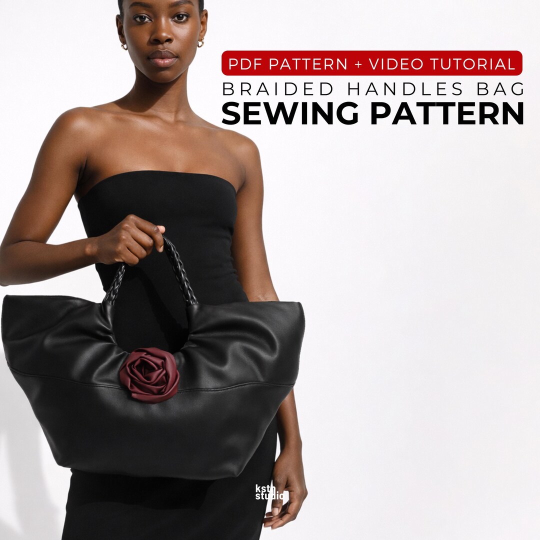Slouchy Tote Bag Sewing Pattern PDF, Oversized Hobo Purse With Braided ...