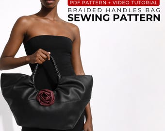 Patrón de costura para bolso tote holgado (PDF), bolso hobo extragrande con asas trenzadas