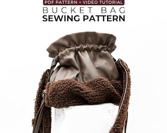 Bucket Bag Sewing Pattern: Boucle Panel, Shoulder Strap (PDF Pattern)