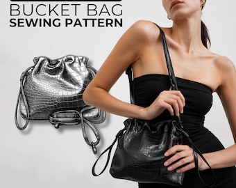 Bucket Bag Pattern PDF DIY Handbag Leather Denim Purse Sewing Tutorial