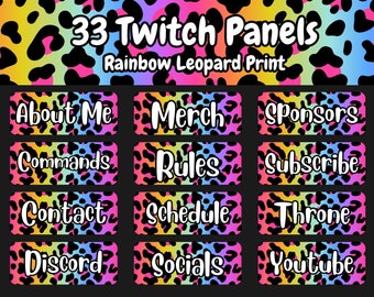 Neon Rainbow Leopard Print Twitch Panels