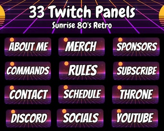 80's Neon Sunrise Retro Twitch Panels