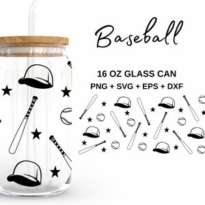 Baseball - 16 Unzen Glas kann svg, Libbey Glas kann wickeln, svg-Dateien für Cricut & Silhouette Cameo, Glassware svg