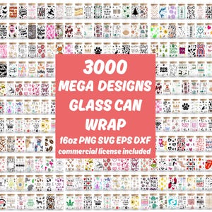 Libbey Glass Can Bundle - 16oz Glass Can SVG, Libbey Glass Can Wrap, Pliki SVG dla Cricut i Silhouette Cameo, Glassware SVG