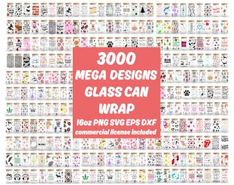 Libbey Glass Can Bundle - 16oz Glass Can svg, Libbey Glass Can Wrap, svg Files for Cricut & Silhouette Cameo, Glassware svg