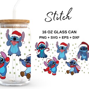 Christmas Stitch - 16oz Glasdose svg, Libbey Glass Can Wrap, svg-Dateien für Cricut & Silhouette Cameo, Glassware svg
