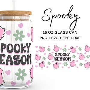 Gruselige Jahreszeit - 16 Unzen Glasdose svg, Libbey Glass Can Wrap, svg-Dateien für Cricut & Silhouette Cameo, Glassware svg