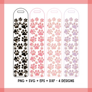 Bladwijzer SVG-bladwijzer sjabloon SVG, Paw SVG, Paw Bookmark SVG, boek minnaar Cricut, cameo silhouet