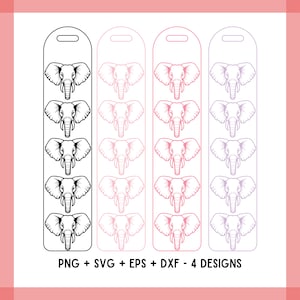 Marcador SVG - Plantilla de marcador SVG, Elefante SVG, Elefante Marcador svg, Libro Amante Cricut, Cameo Silueta