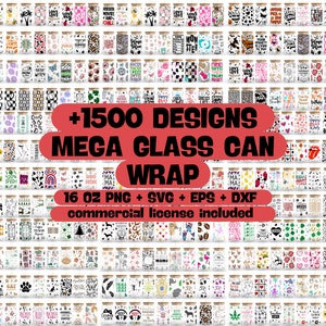 1500 Libbey Glass Can Bundle - 16oz Glass Can svg, Libbey Glass Can Wrap, svg Files for Cricut & Silhouette Cameo, Glassware svg