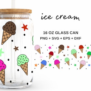 Eis - 16 Unzen Glasdose svg, Libbey Glass Can Wrap, svg-Dateien für Cricut & Silhouette Cameo, Glassware svg