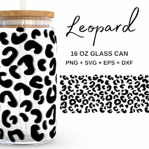 Gepard Leopard - 16oz Glasdose SVG, Libbey Glasdose Wrap, SVG-Dateien für Cricut & Silhouette Cameo, Glaswaren SVG
