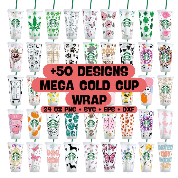 Cold cup SVG bundle - 24oz Venti Cold Cup Svg, Cold Cup Wrap, svg Files for Cricut & Silhouette Cameo