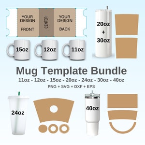 11oz 12oz 15oz Mug Template Bundle, Full Wrap Template, Mug Full Wrap template, Sublimation Mug Template, Full Wrap mug, Cricut Mug Press