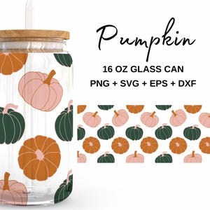 Colorful Pumpkin svg  - 16oz Glass Can svg, Libbey Glass Can Wrap, svg Files for Cricut & Silhouette Cameo, Glassware svg