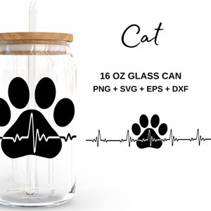 Rhythmus Pfote - 16 Unzen Glasdose svg, Libbey Glass Can Wrap, svg-Dateien für Cricut & Silhouette Cameo, Glassware svg