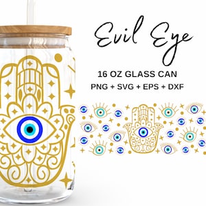 Boze oog - 16oz glazen blikje svg, Libbey glas blikje wrap, svg-bestanden voor Cricut & Silhouette Cameo, glaswerk svg