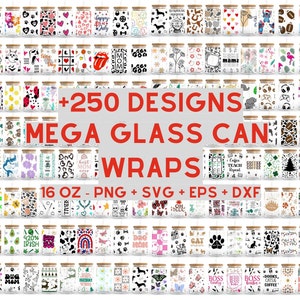 Libbey Glasdosen Bundle 16 Unzen Glasdosen svg, Libbey Glass Can Wrap, svg-Dateien für Cricut & Silhouette Cameo, Glassware svg Bild 1