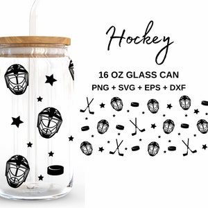 Hockey - 16 Unzen Glas kann svg, Libbey Glas kann wickeln, svg-Dateien für Cricut & Silhouette Cameo, Glassware svg
