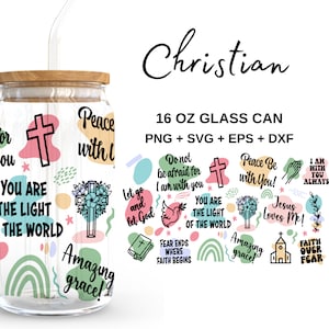 Christian - 16 Unzen Glasdose svg, Libbey Glasdose wickeln, svg-Dateien für Cricut & Silhouette Cameo, Glassware svg