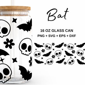 Ghost and skeleton - 16oz Glass Can svg, Libbey Glass Can Wrap, svg Files for Cricut & Silhouette Cameo, Glassware svg