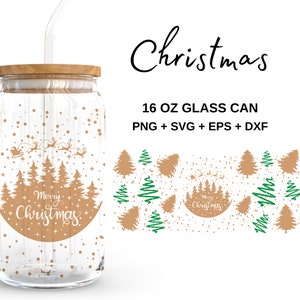 Frohe Weihnachten - 16 Unzen Glasdose svg, Libbey Glasdose wickeln, svg-Dateien für Cricut & Silhouette Cameo, Glaswaren svg