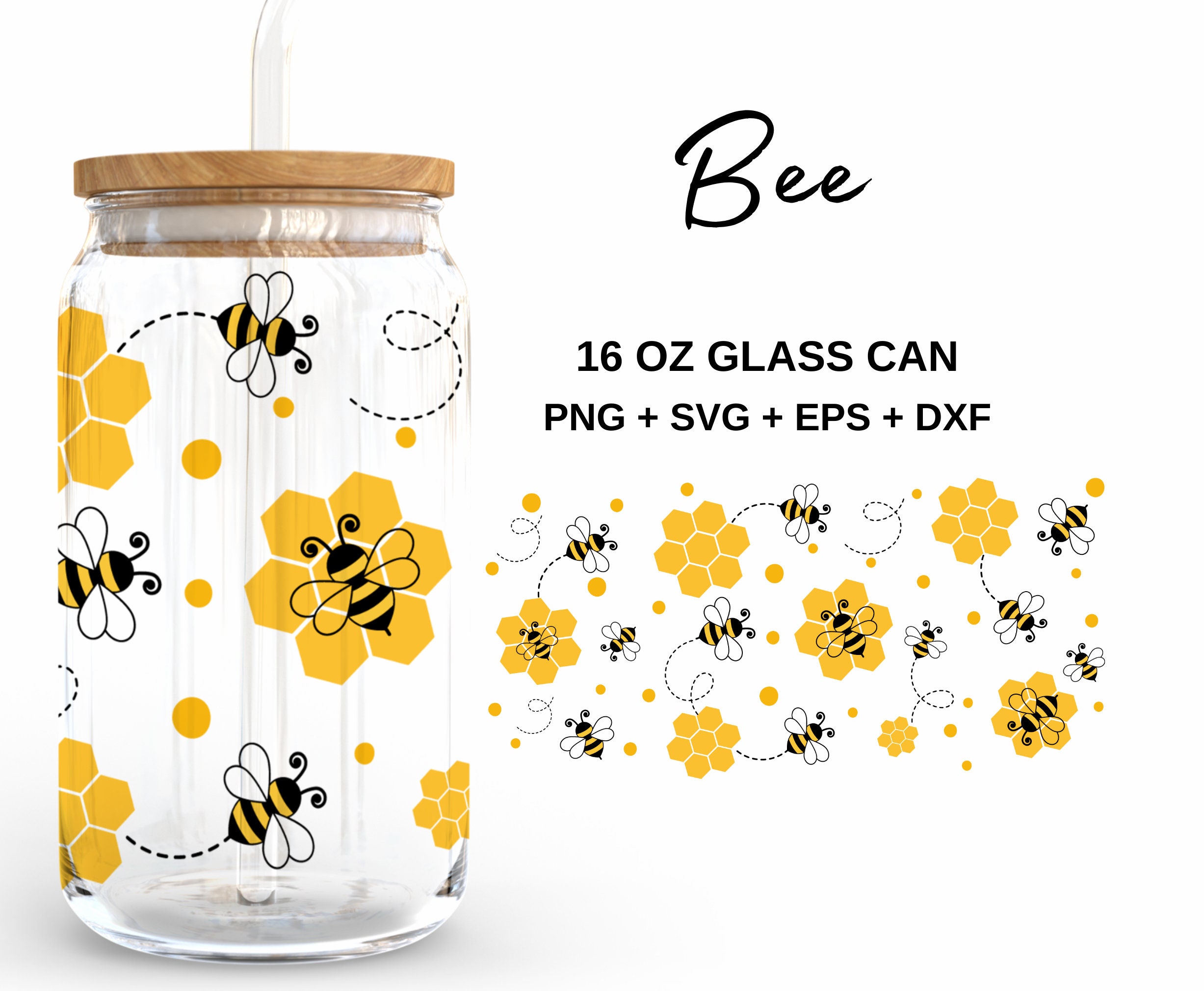 UV DTF 16 oz Glass Can Wrap, #20 – Cali Bees Creations