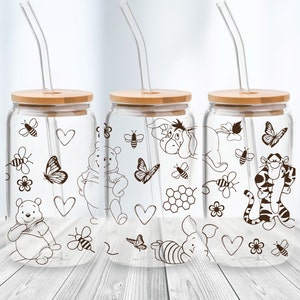 Winnie - 16oz Glass Can svg, Libbey Glass Can Wrap, svg Files for Cricut & Silhouette Cameo, Glassware svg