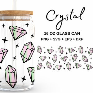 Crystal  - 16oz Glass Can svg, Libbey Glass Can Wrap, svg Files for Cricut & Silhouette Cameo, Glassware svg