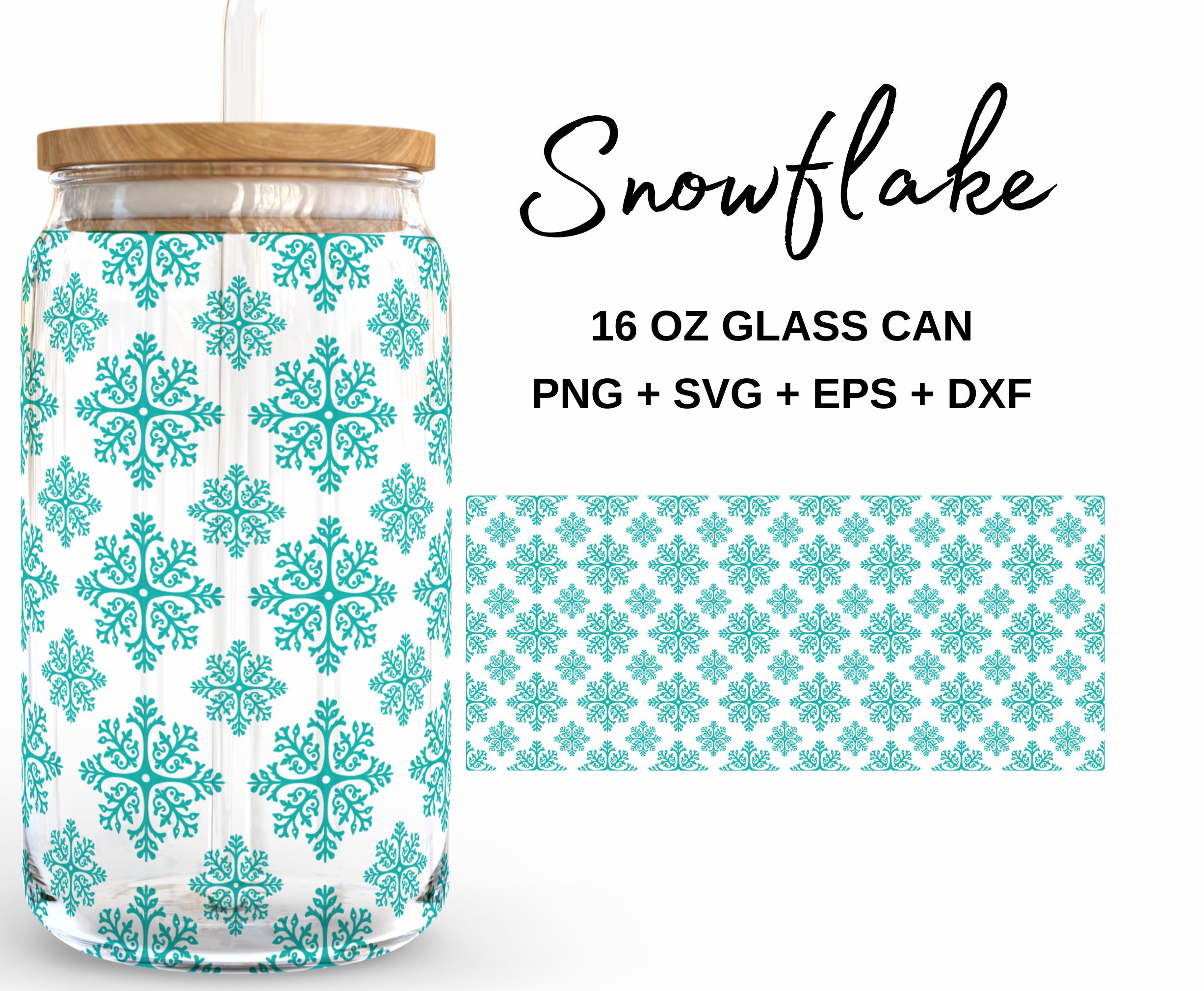 Christmas snowflake svg - 16oz Glass Can svg, Libbey Glass Can Wrap, svg Files for Cricut & Silhouette Cameo, Glassware svg