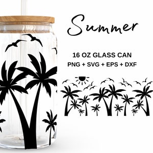 Sommer - 16 Unzen Glasdose svg, Libbey Glass Can Wrap, svg-Dateien für Cricut & Silhouette Cameo, Glassware svg