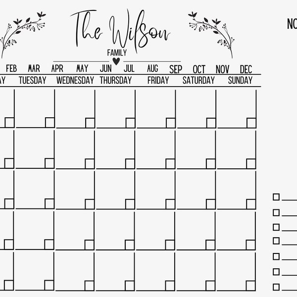 The Family Personalized Acrylic Wall Planner Template