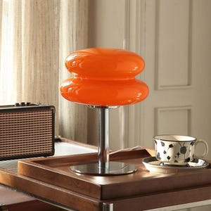 Orangefarbene Glaspilzlampe, Design