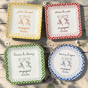 Custom Engagement Gift for Future Mr Mrs Jewelry Tray, Wedding Ceramic Ring Dish, Bridal Shower, Engaged Couple Newlywed