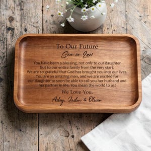 To Our Future Son-in-Law Wooden Valet Tray, Wedding Gift for Son in Law from Parent