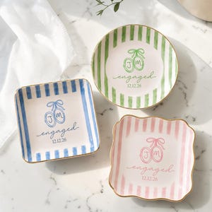 Custom Engagement Gift for Future Mr Mrs Jewelry Tray, Personalized Ceramic Ring Dish, Bridal Shower, Engaged Couple Newlywed