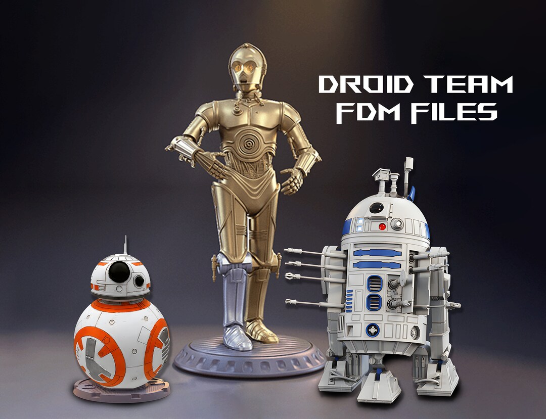 Star Wars Droid Team 3D Print Files, R2D2 Stl Files, C3PO Stl Files, BB ...