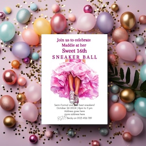 Sneaker Ball | Pink Sneaker | Sweet 16 | Birthday | Invitation template | Digital download | Editable | Instant download | MC-Birth